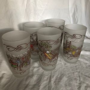 vintage currier & ives drinking glass set